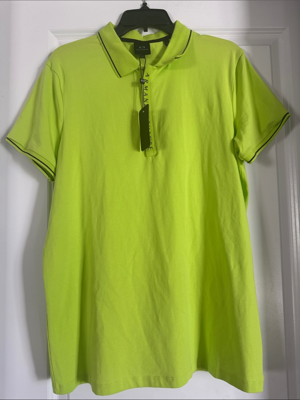 Armani Exchange Men’s Neon Lime Green Polo with Contrast Trim (1037)